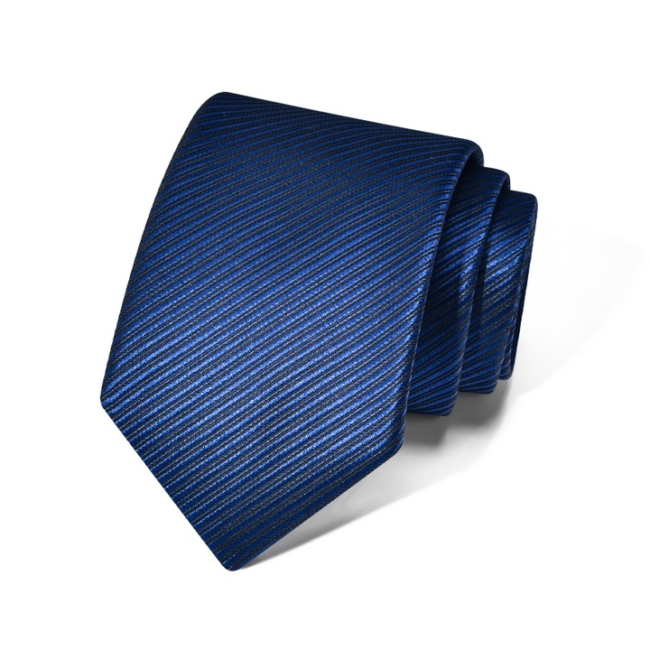 Cravata de matase albastra cu detalii liniare 145cm x 7cm x 3.5cm