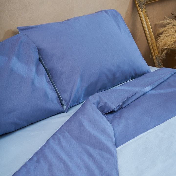 Lenjerie de pat king size, pentru 2 persoane Ian Heinner Home, 100% bumbac 132 TC, cearsaf pilota 200x220 cm, cearsaf pat 220x240 cm, 2 fete de perna 50x70 cm, 4 piese