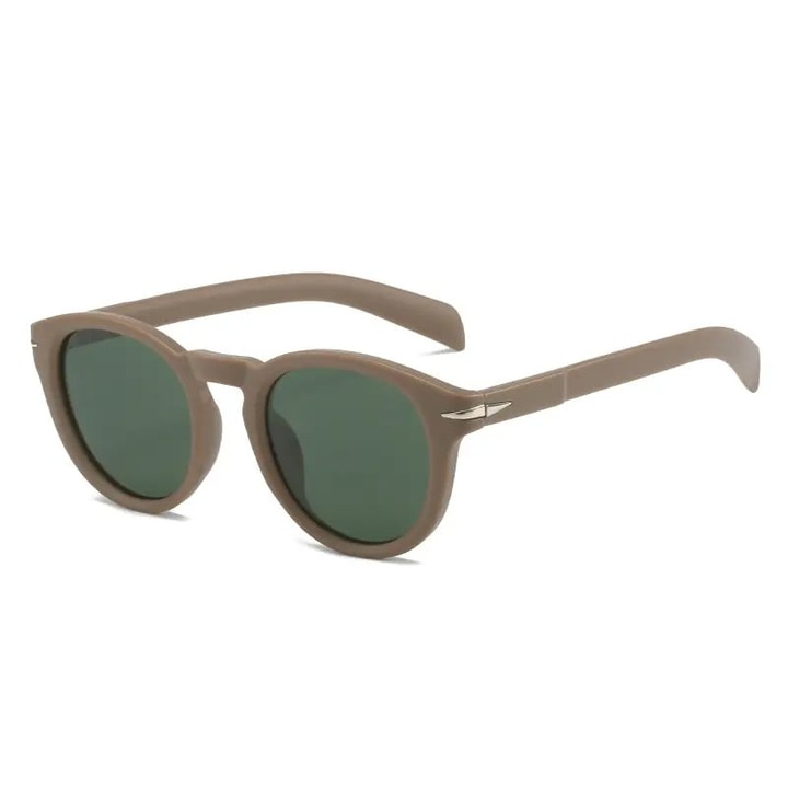 Ochelari de soare rotunzi Retro Vintage, culoare rama mata, protectie UV400, unisex, Tessero, maro