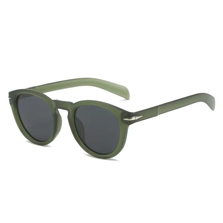 Ochelari de soare rotunzi Retro Vintage, culoare rama mata, protectie UV400, unisex, Tessero, verde