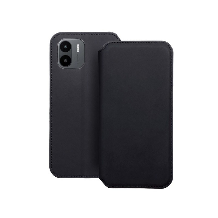 Husa Flip Carte Upzz Dual Pocket Compatibila Cu Xiaomi Redmi A1, Piele Ecologica, Negru