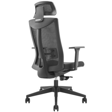 Scaun birou ergonomic Kring Aaron, mesh, tetiera 2D, suport lombar, adancime sezut reglabila, role PU silentioase, Negru