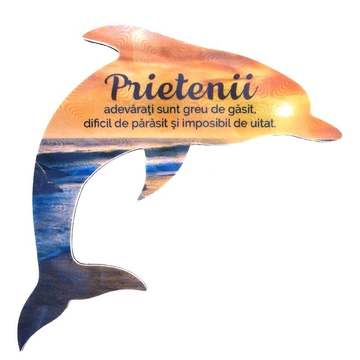 Пластмасов магнит във формата на делфин с текст за приятел, M3, 10X10 см
