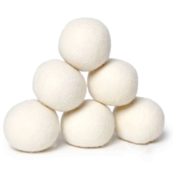 Set 6 bile din lana, zioda smart essentials®, pentru uscator si aromaterapie, 100% lana naturala pura din Noua Zeelanda, Alb