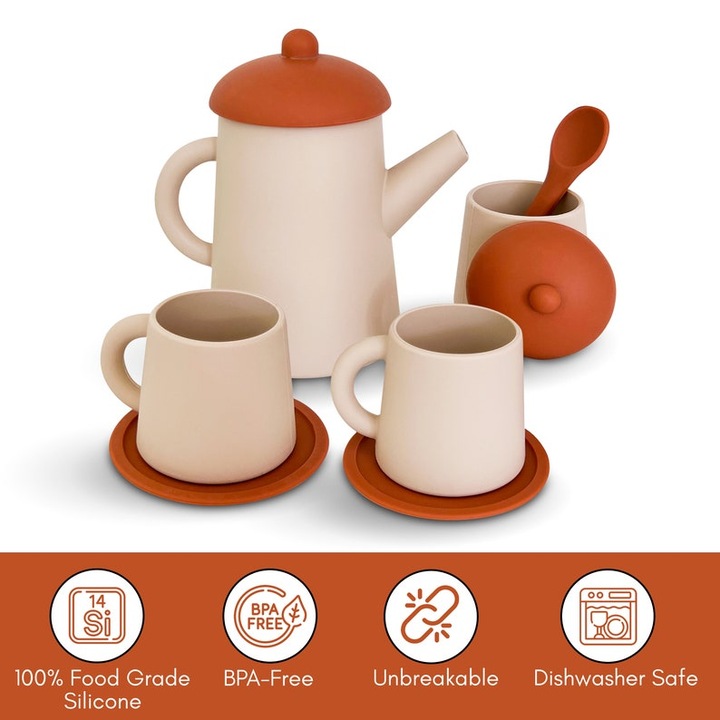 Bunny Dorothy, Teáskanna készlet, BPA Free, BLW, Szerepjátékok, Montessori, Ajándékok gyerekeknek, homok szín
