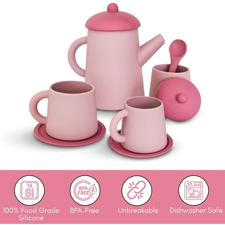 Bunny Dorothy, Teáskanna készlet, BPA Free, BLW, Szerepjátékok, Montessori, Ajándékok gyerekeknek, Rózsaszín