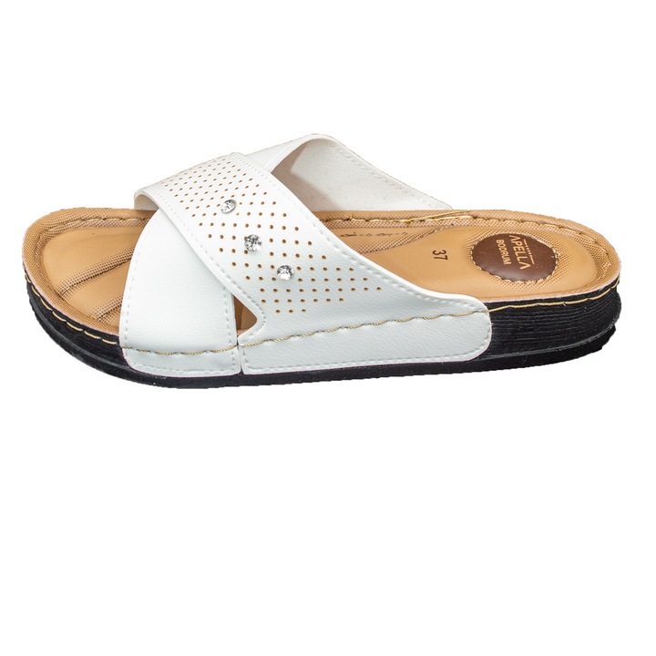 Papuci dama Appela, model perforat, Alb, 40 EU ta2105