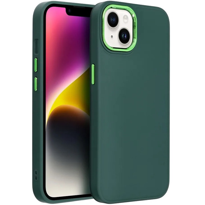Xiaomi Redmi 9A / 9AT / 9i, Силиконов калъф, средна устойчивост на удар, рамка на камерата с метален ефект, Калъф с рамка, зелен (131786)