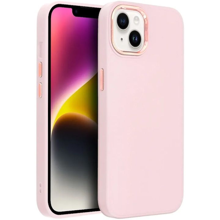 Samsung Galaxy A12 / A12 Nacho / M12 SM-A125F / A127F / M127F, Szilikon tok, közepesen ütésálló, fémhatású kamera keret, Frame Case, rózsaszín (131679)