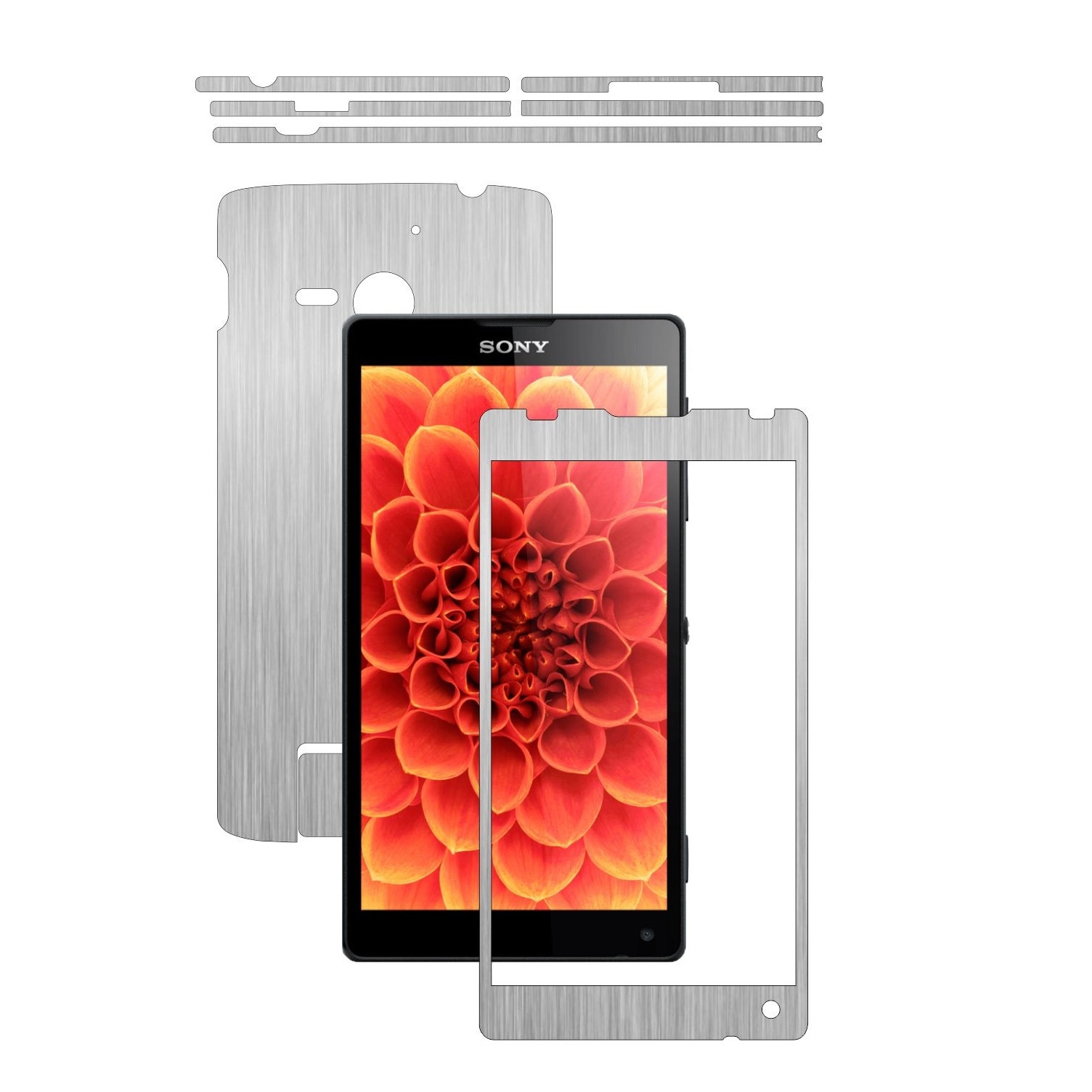 Folie de protectie Carbon Skinz, Husa de tip Skin Adeziv pentru Carcasa, Brushed Argintiu dedicata Sony Xperia ZL