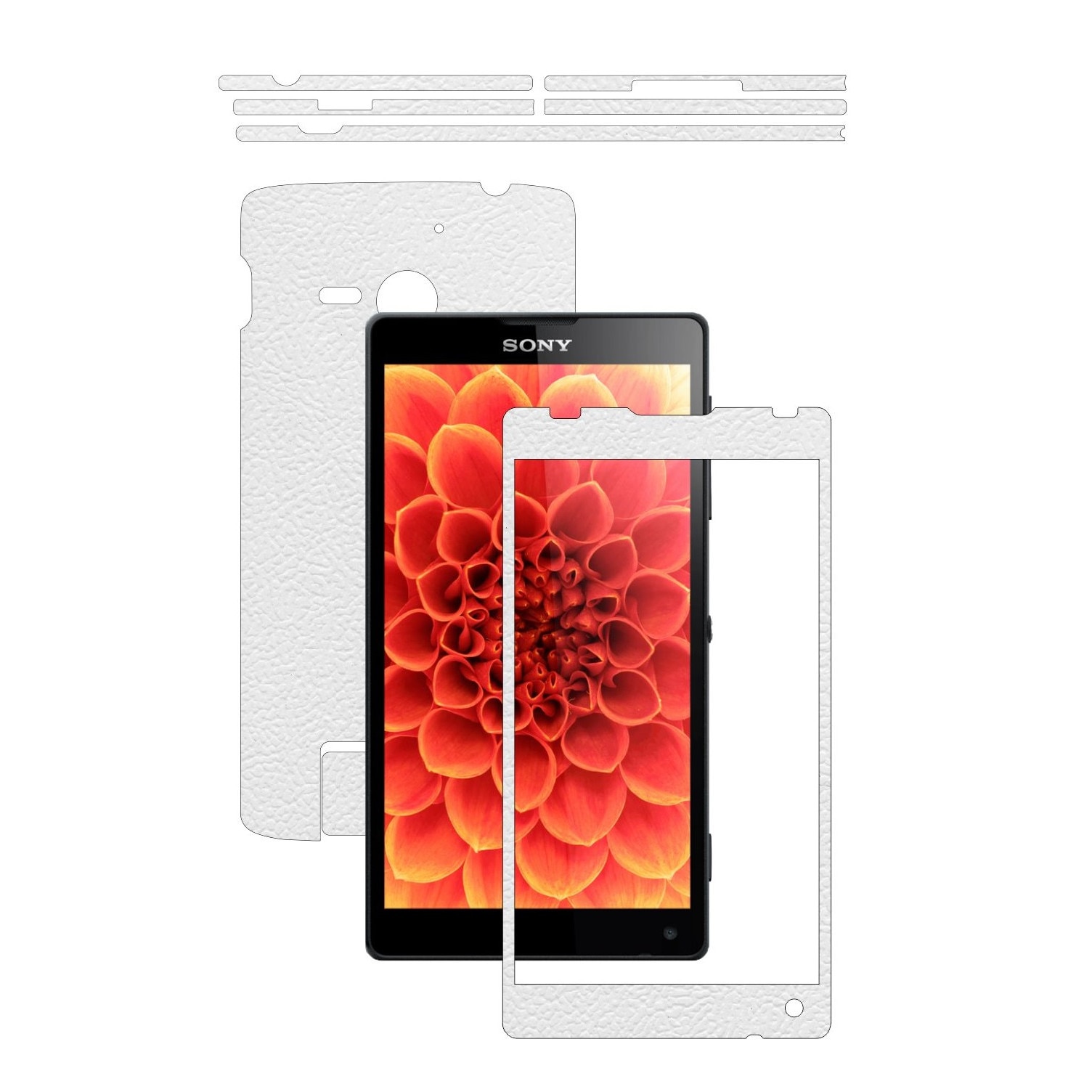 Folie de protectie Carbon Skinz, Husa de tip Skin Adeziv pentru Carcasa, Piele Alba dedicata Sony Xperia ZL