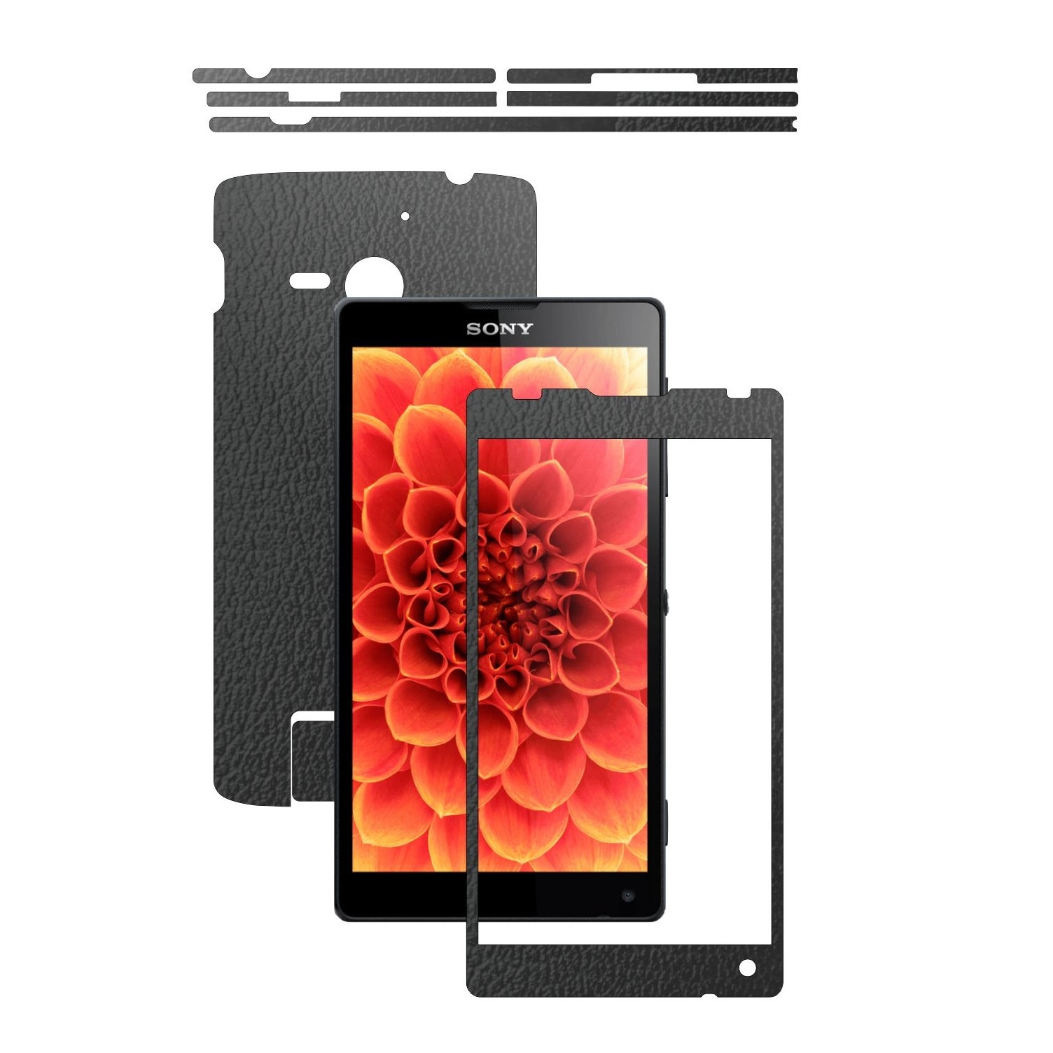 Folie de protectie Carbon Skinz, Husa de tip Skin Adeziv pentru Carcasa, Piele Neagra dedicata Sony Xperia ZL