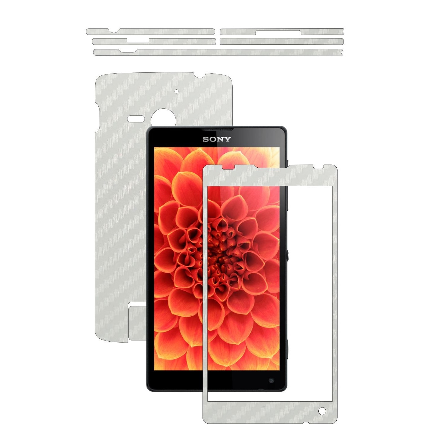 Folie de protectie Carbon Skinz, Husa de tip Skin Adeziv pentru Carcasa, Carbon Alb dedicata Sony Xperia ZL