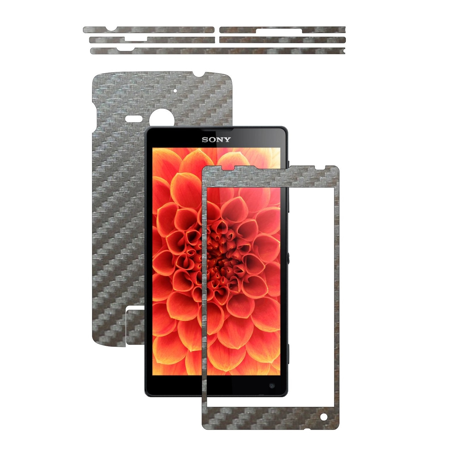 Folie de protectie Carbon Skinz, Husa de tip Skin Adeziv pentru Carcasa, Carbon Gri Argintiu dedicata Sony Xperia ZL