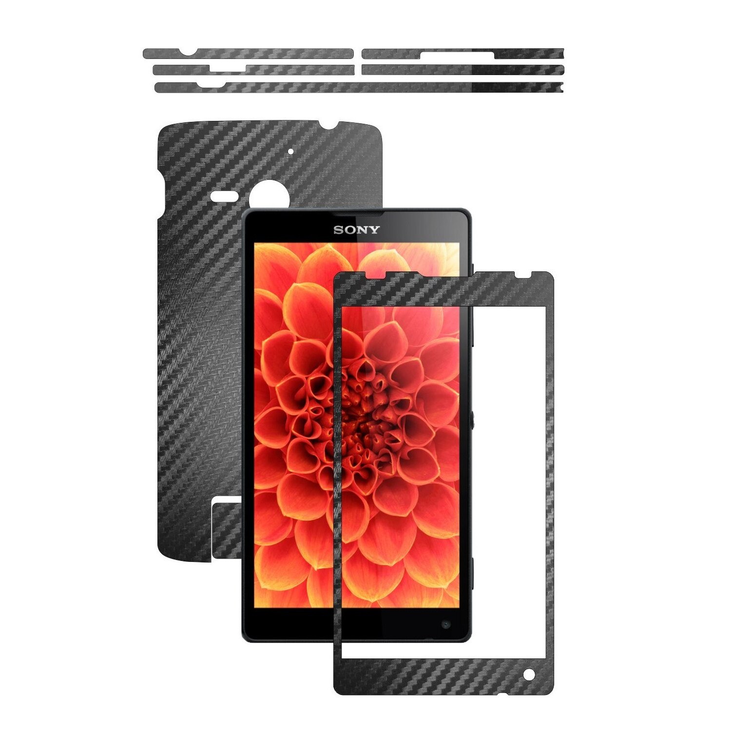Folie de protectie Carbon Skinz, Husa de tip Skin Adeziv pentru Carcasa, Carbon Negru dedicata Sony Xperia ZL