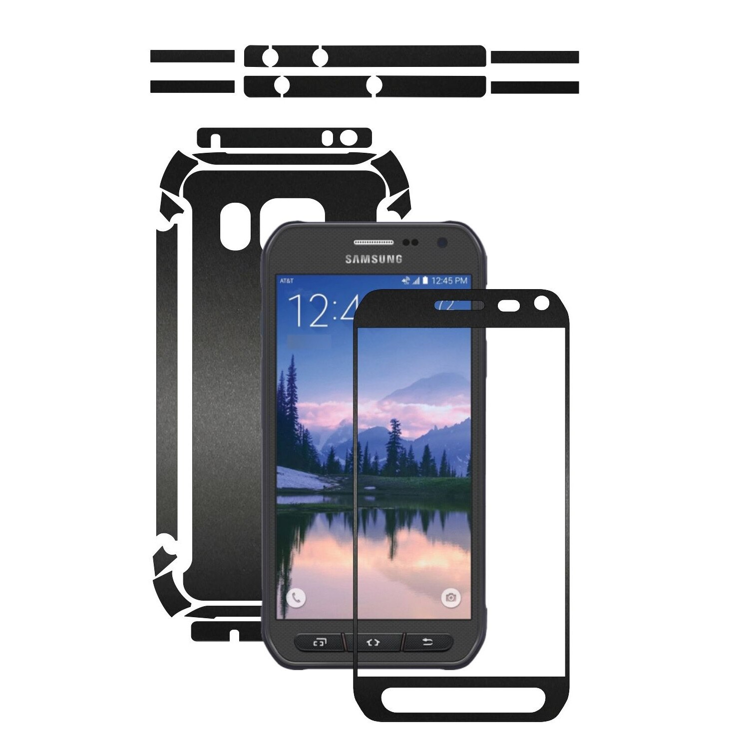 Folie de protectie Carbon Skinz, Husa de tip Skin Adeziv pentru Carcasa, Negru Mat dedicata Samsung Galaxy S6 Active