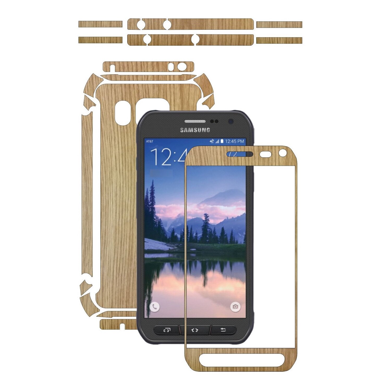 Folie de protectie Carbon Skinz, Husa de tip Skin Adeziv pentru Carcasa, Lemn Stejar dedicata Samsung Galaxy S6 Active