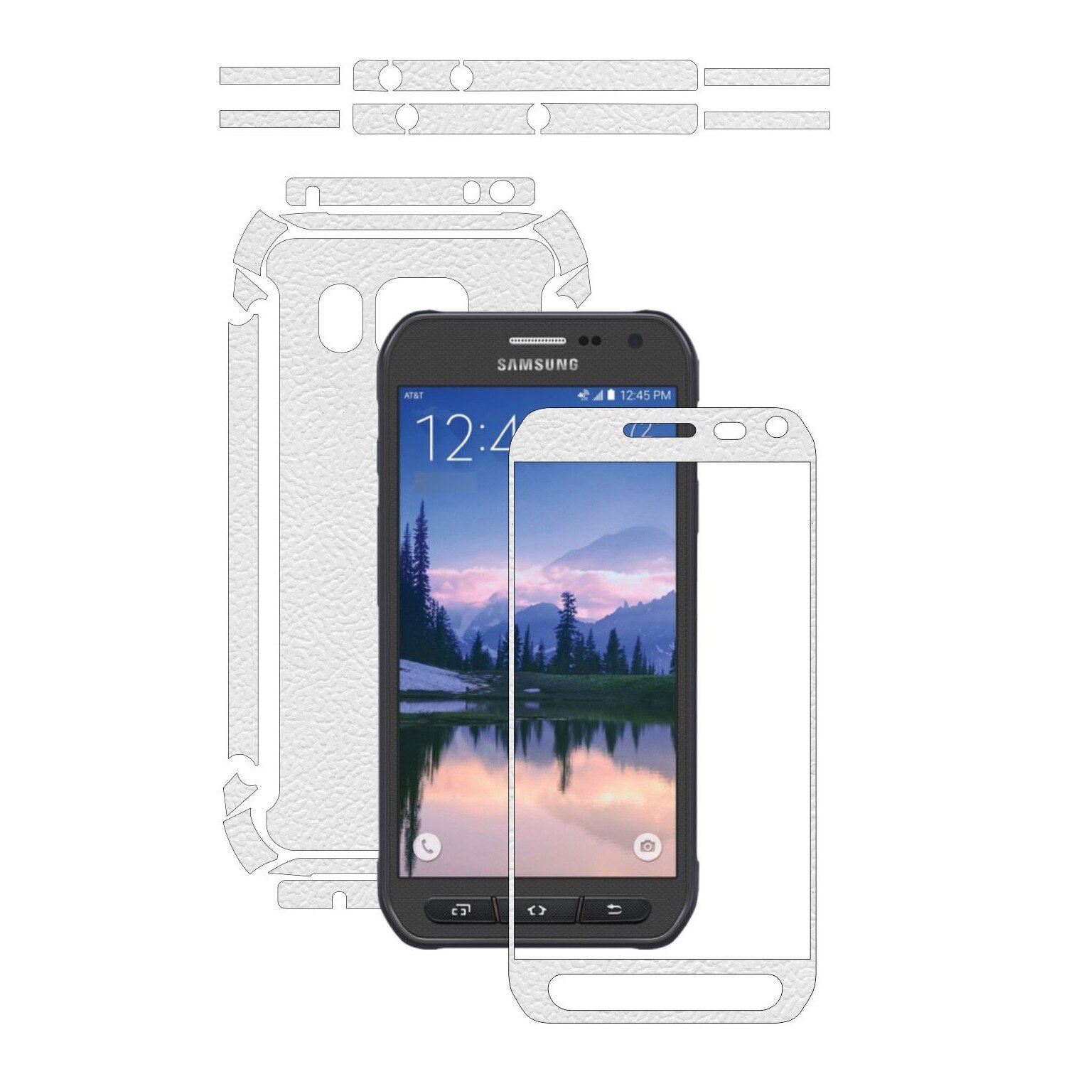 Folie de protectie Carbon Skinz, Husa de tip Skin Adeziv pentru Carcasa, Piele Alba dedicata Samsung Galaxy S6 Active