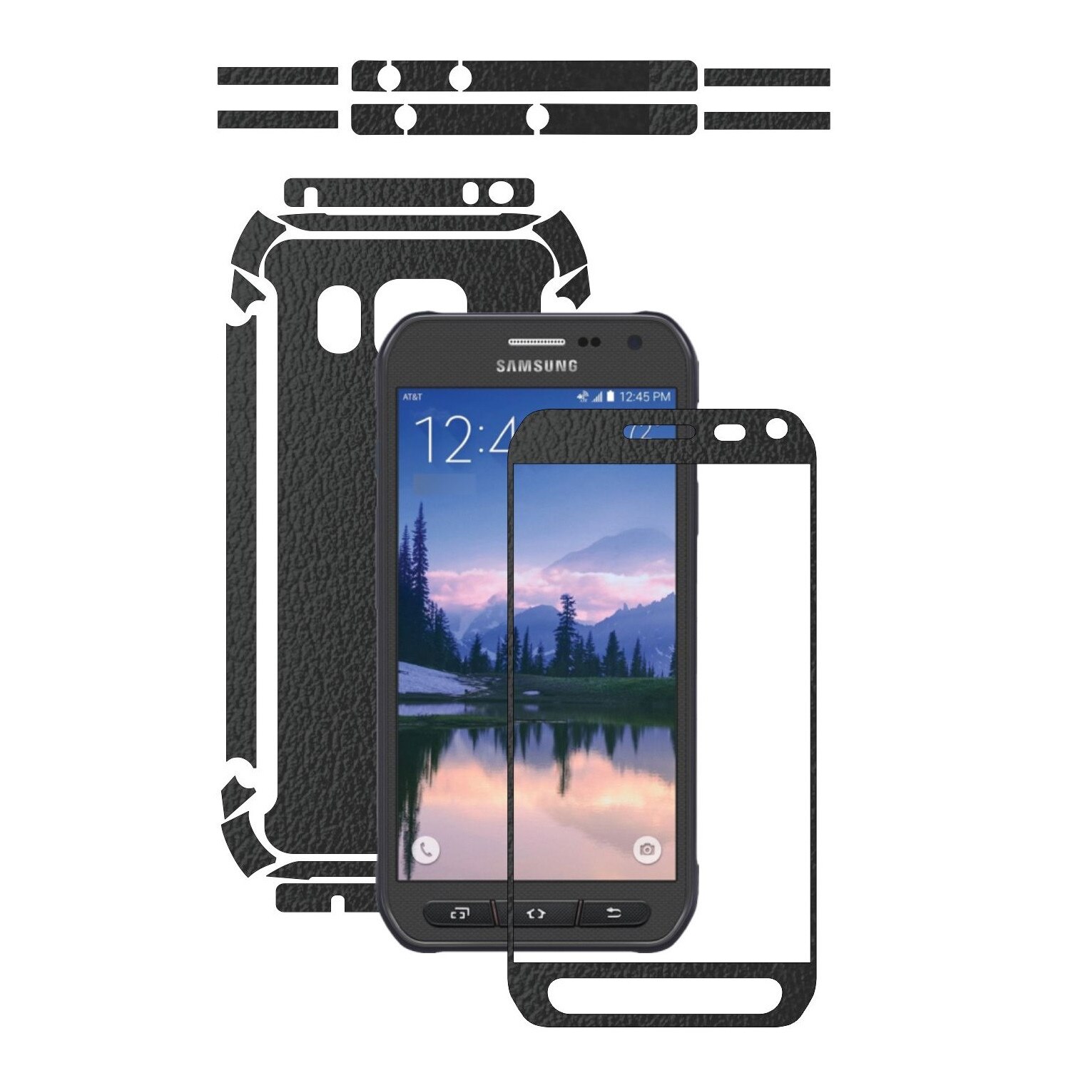 Folie de protectie Carbon Skinz, Husa de tip Skin Adeziv pentru Carcasa, Piele Neagra dedicata Samsung Galaxy S6 Active