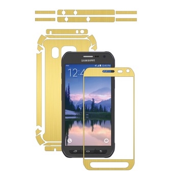 Folie de protectie Carbon Skinz, Husa de tip Skin Adeziv pentru Carcasa, Brushed Auriu dedicata Samsung Galaxy S6 Active