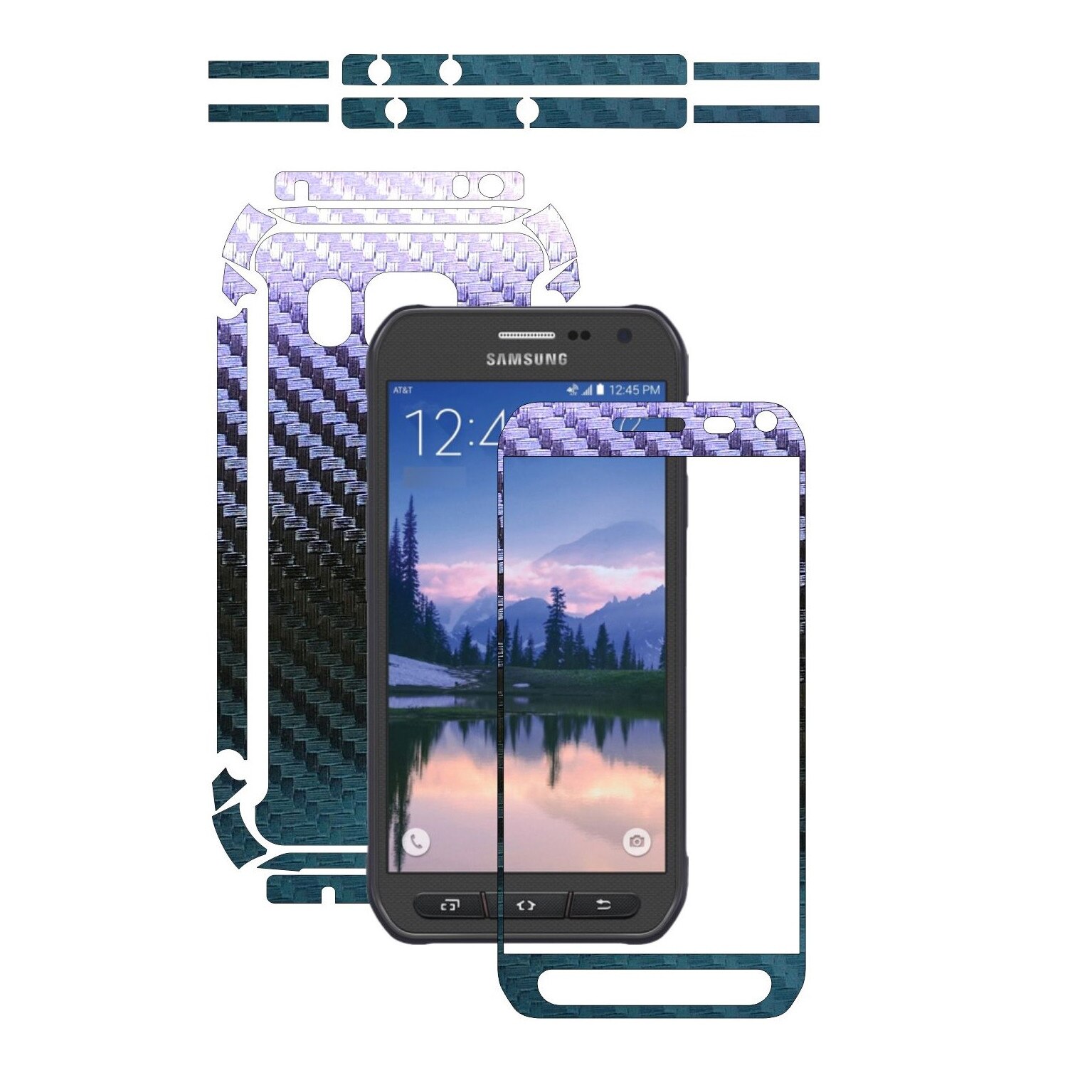 Folie de protectie Carbon Skinz, Husa de tip Skin Adeziv pentru Carcasa, Carbon Cameleon dedicata Samsung Galaxy S6 Active