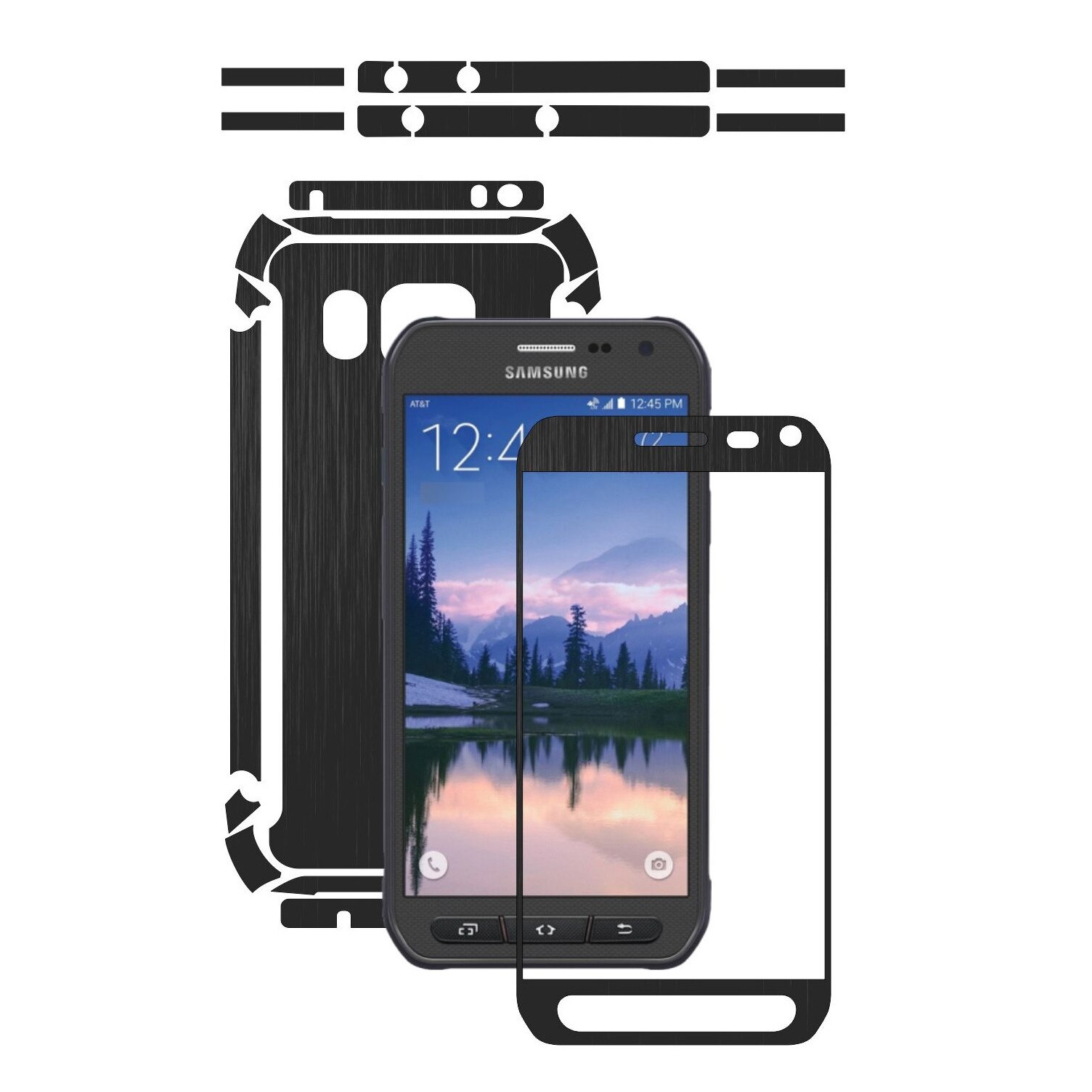 Folie de protectie Carbon Skinz, Husa de tip Skin Adeziv pentru Carcasa, Brushed Negru dedicata Samsung Galaxy S6 Active