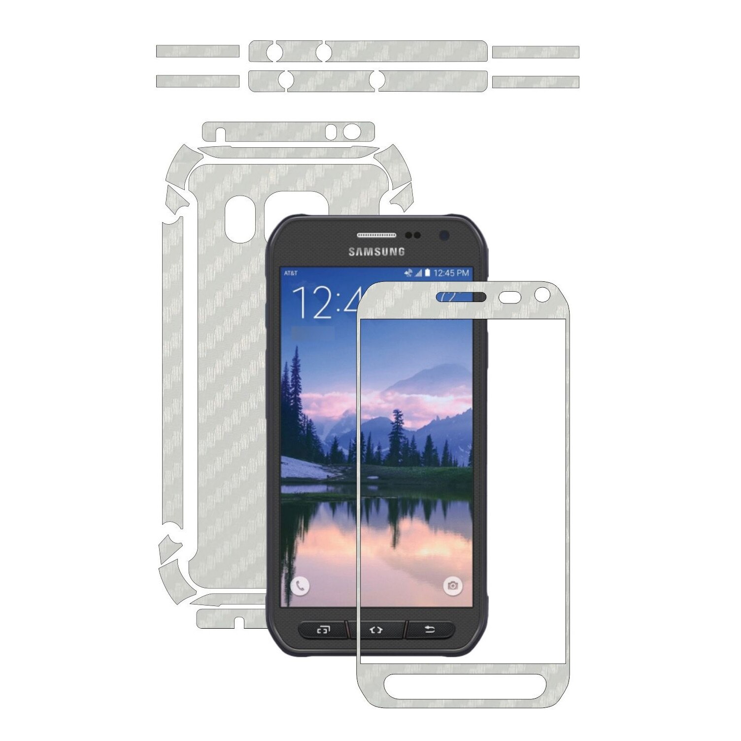 Folie de protectie Carbon Skinz, Husa de tip Skin Adeziv pentru Carcasa, Carbon Alb dedicata Samsung Galaxy S6 Active