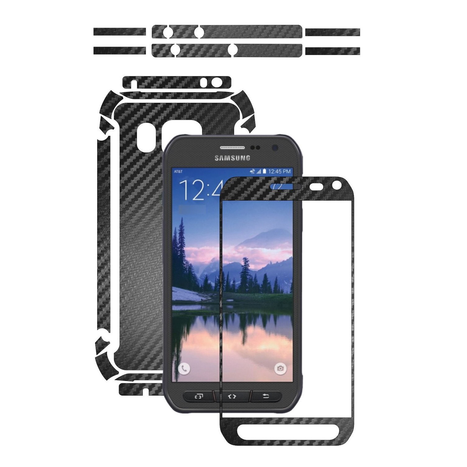 Folie de protectie Carbon Skinz, Husa de tip Skin Adeziv pentru Carcasa, Carbon Negru dedicata Samsung Galaxy S6 Active