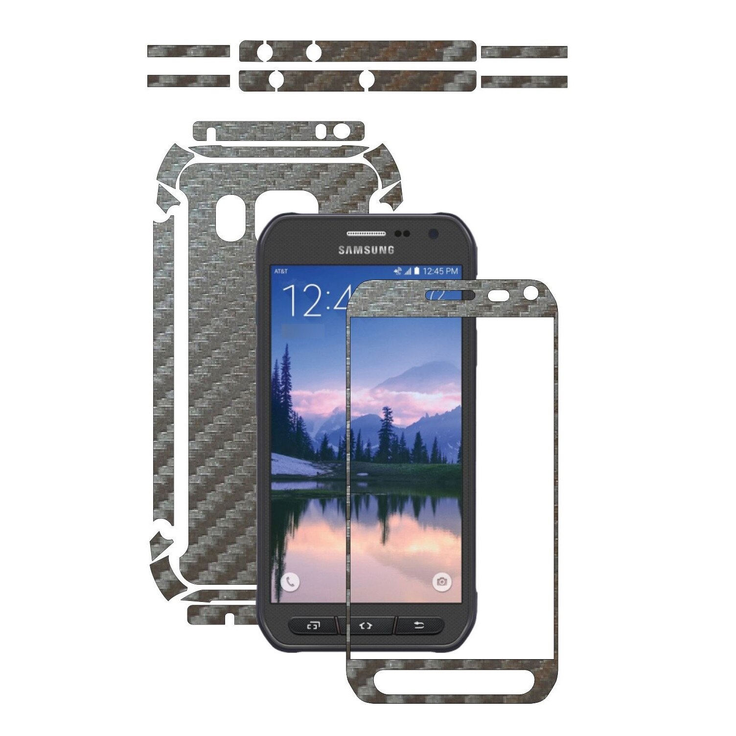 Folie de protectie Carbon Skinz, Husa de tip Skin Adeziv pentru Carcasa, Carbon Gri Argintiu dedicata Samsung Galaxy S6 Active