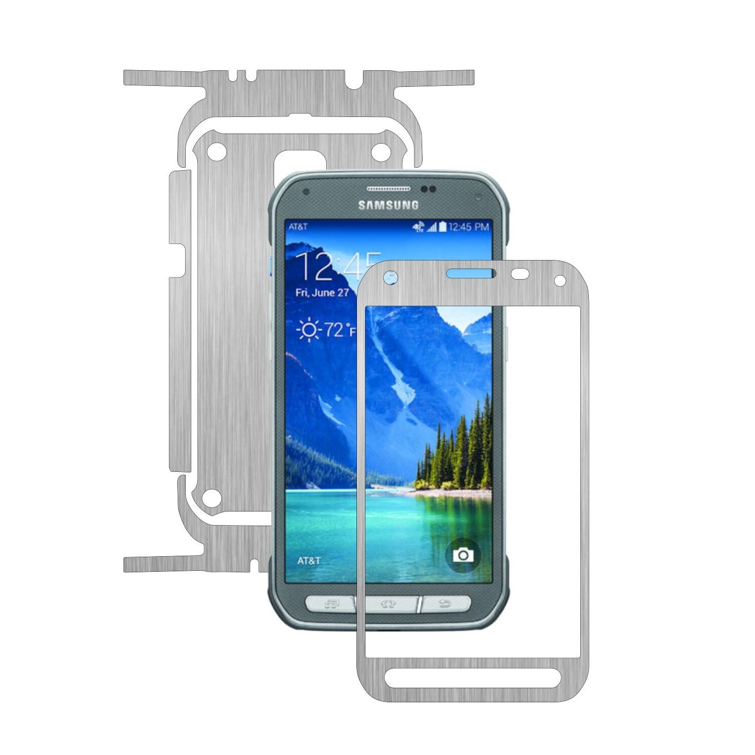 Folie de protectie Carbon Skinz, Husa de tip Skin Adeziv pentru Carcasa, Brushed Argintiu dedicata Samsung Galaxy S5 Active