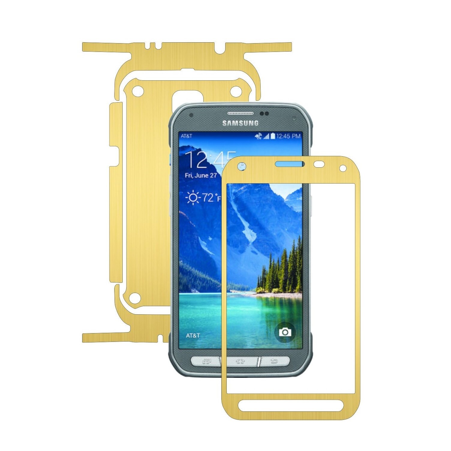 Folie de protectie Carbon Skinz, Husa de tip Skin Adeziv pentru Carcasa, Brushed Auriu dedicata Samsung Galaxy S5 Active