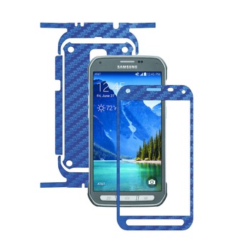 Folie de protectie Carbon Skinz, Husa de tip Skin Adeziv pentru Carcasa, Carbon Albastru dedicata Samsung Galaxy S5 Active