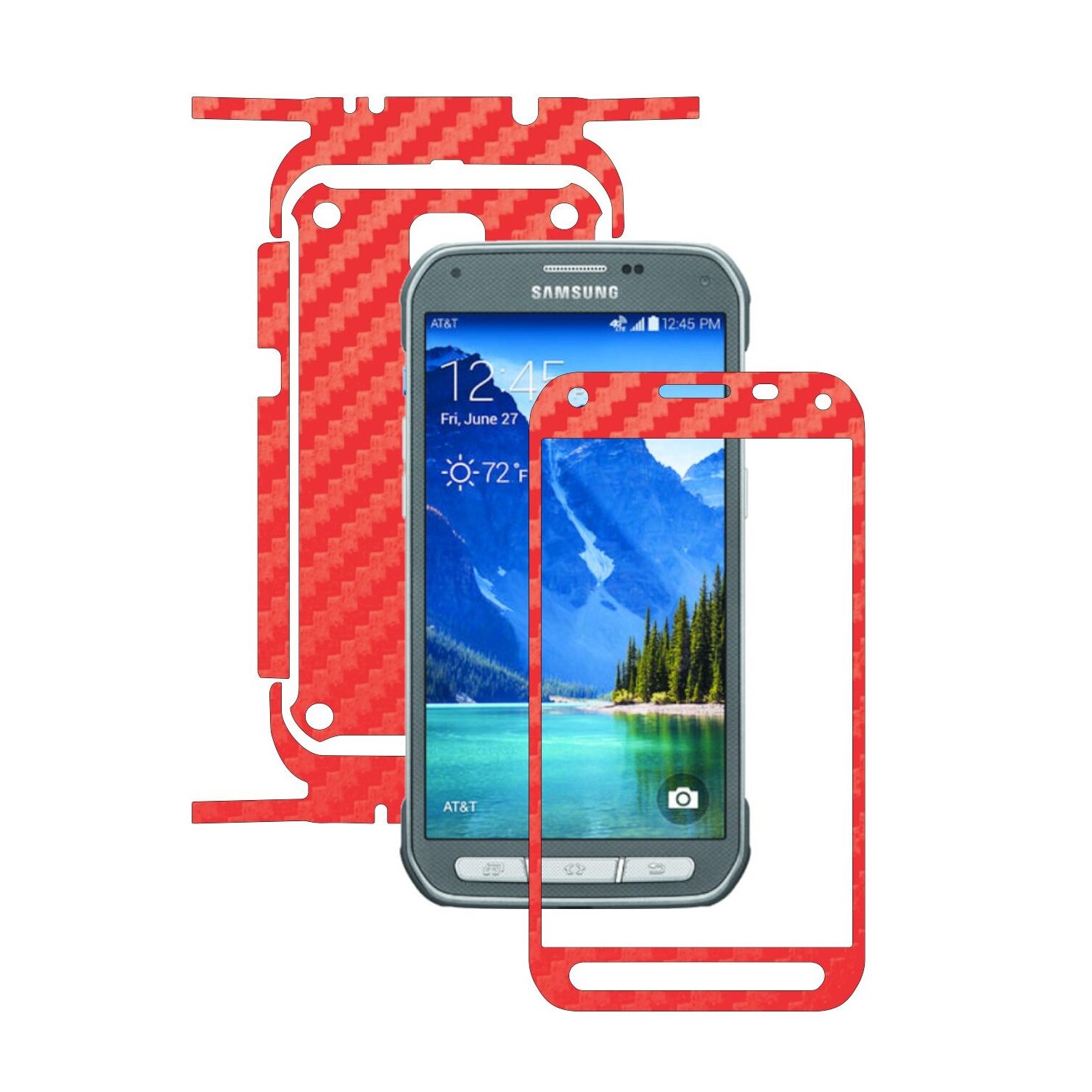 Folie de protectie Carbon Skinz, Husa de tip Skin Adeziv pentru Carcasa, Carbon Rosu dedicata Samsung Galaxy S5 Active