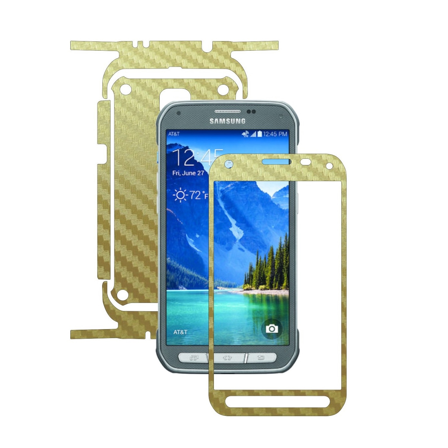 Folie de protectie Carbon Skinz, Husa de tip Skin Adeziv pentru Carcasa, Carbon Auriu dedicata Samsung Galaxy S5 Active