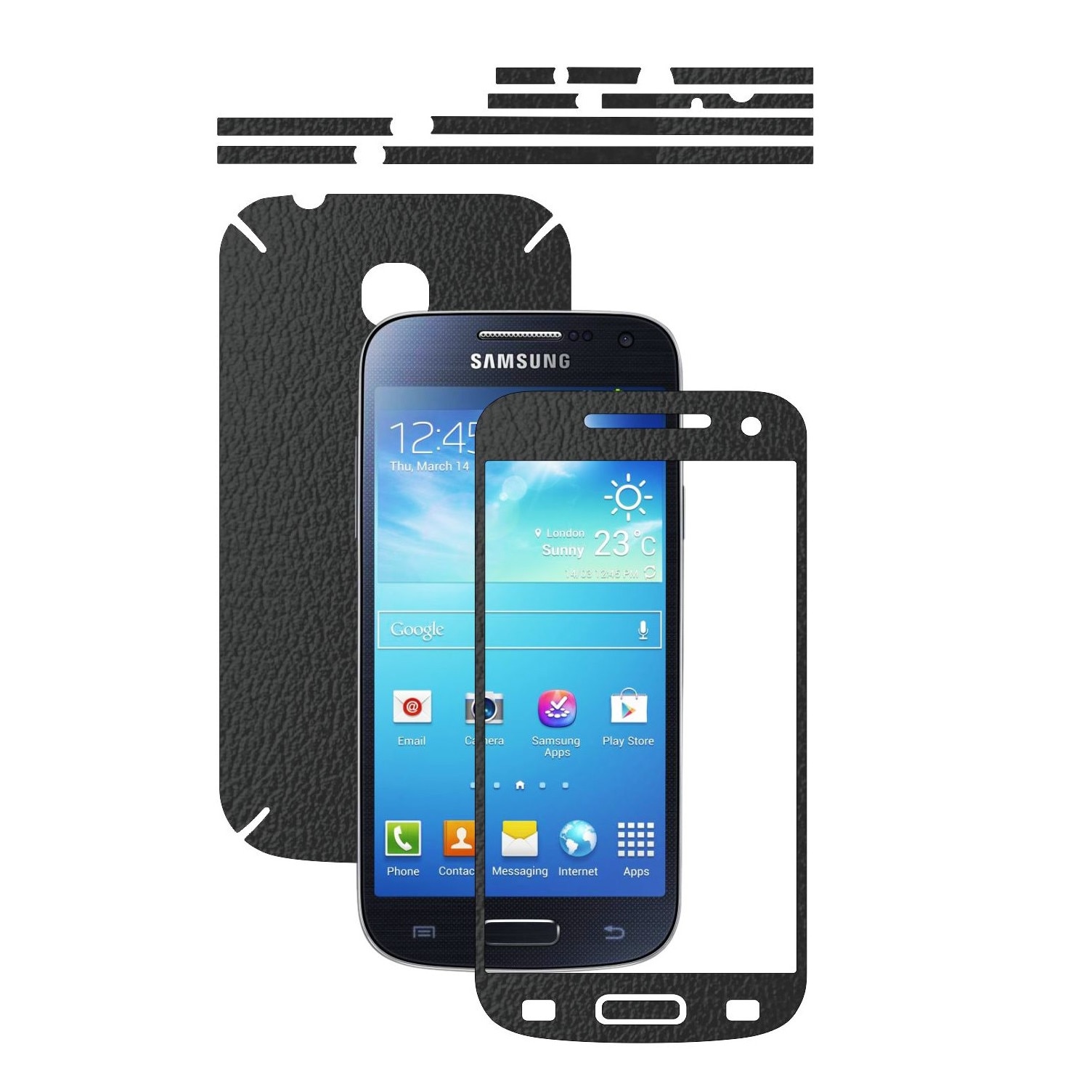 Folie de protectie Carbon Skinz, Husa de tip Skin Adeziv pentru Carcasa, Piele Neagra dedicata Samsung Galaxy S4 Mini