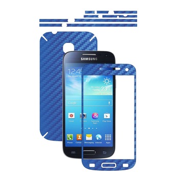 Folie de protectie Carbon Skinz, Husa de tip Skin Adeziv pentru Carcasa, Carbon Albastru dedicata Samsung Galaxy S4 Mini