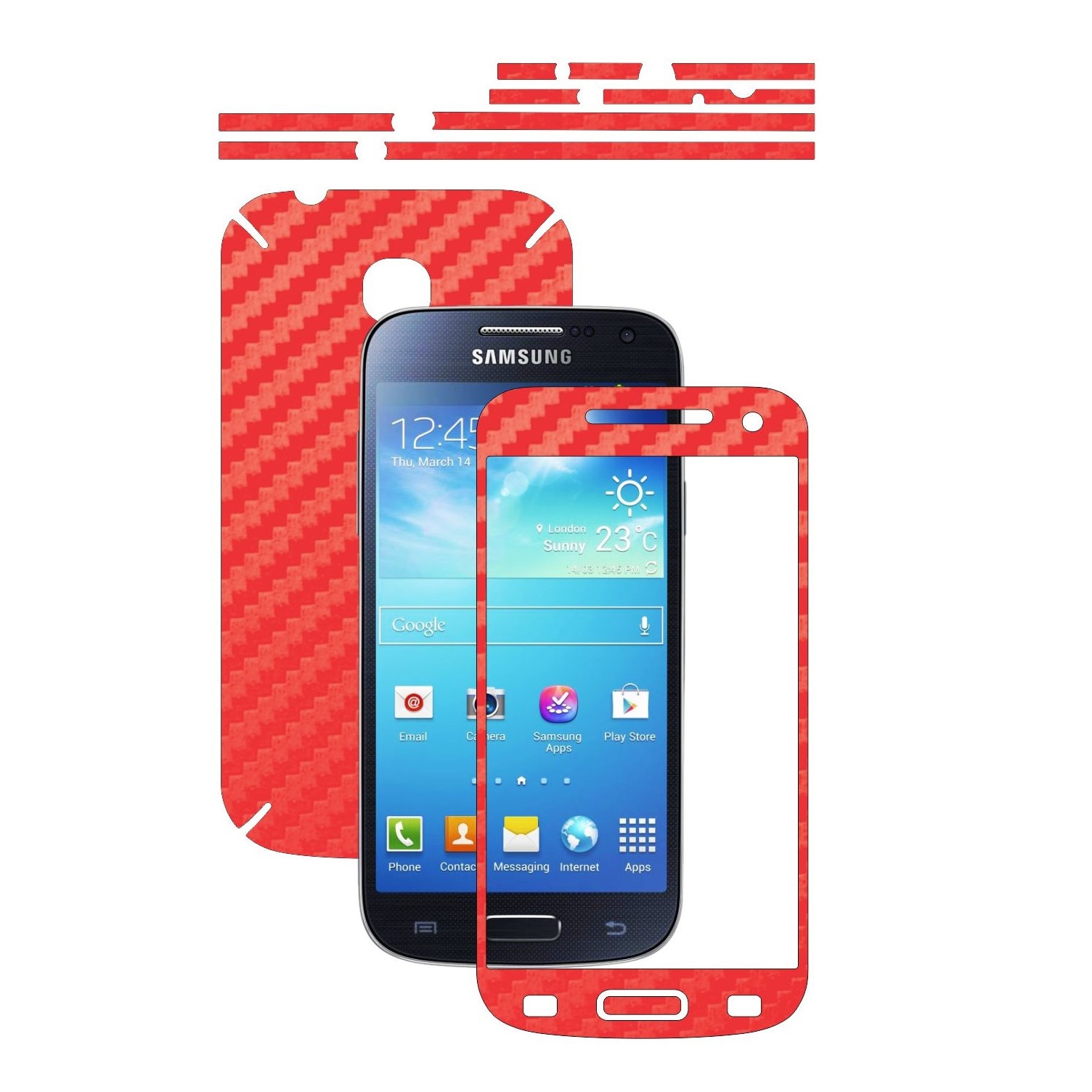 Folie de protectie Carbon Skinz, Husa de tip Skin Adeziv pentru Carcasa, Carbon Rosu dedicata Samsung Galaxy S4 Mini