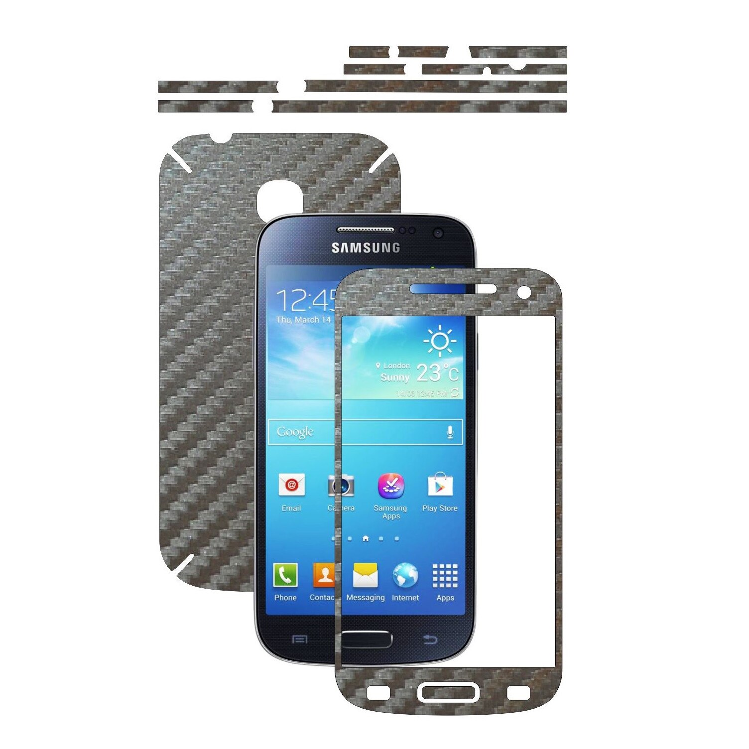 Folie de protectie Carbon Skinz, Husa de tip Skin Adeziv pentru Carcasa, Carbon Gri Argintiu dedicata Samsung Galaxy S4 Mini