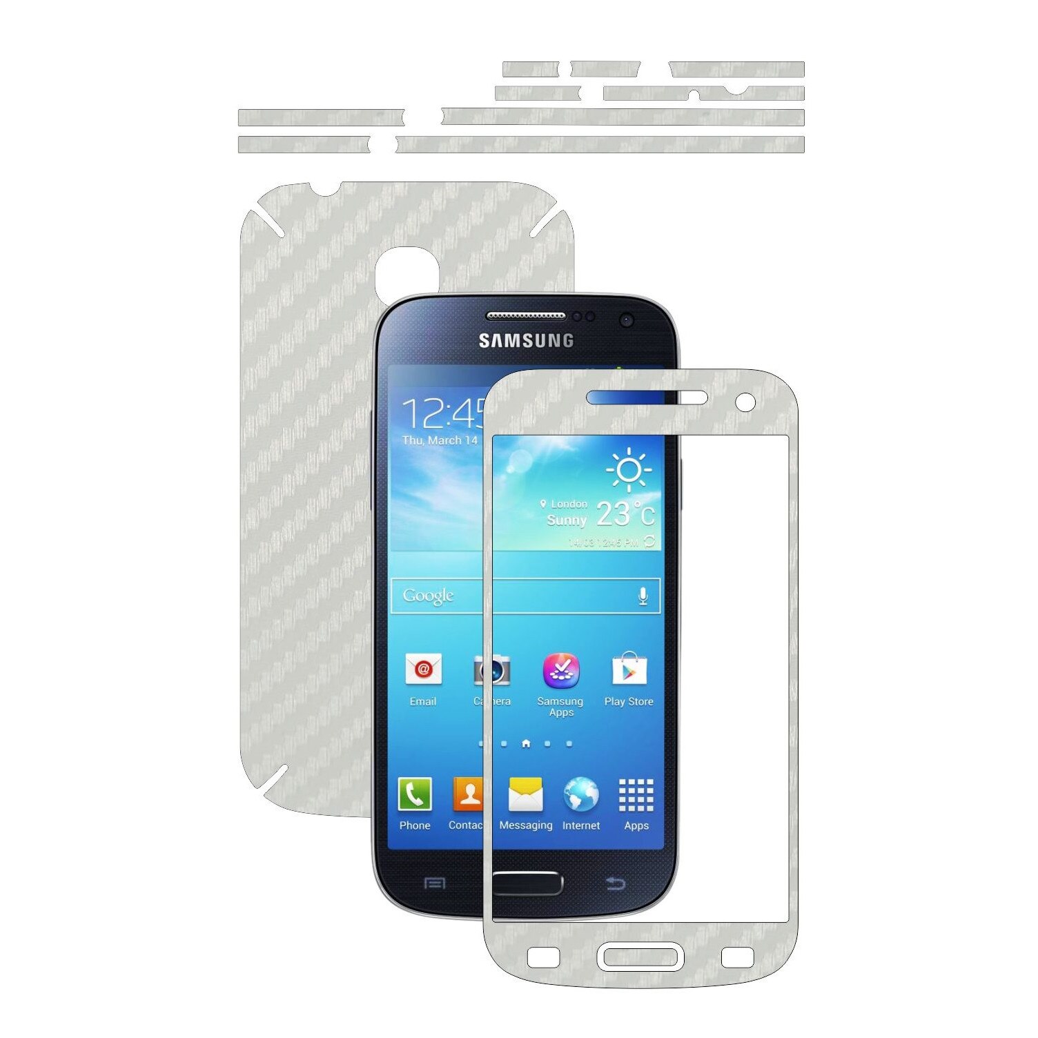 Folie de protectie Carbon Skinz, Husa de tip Skin Adeziv pentru Carcasa, Carbon Alb dedicata Samsung Galaxy S4 Mini