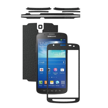 Folie de protectie Carbon Skinz, Husa de tip Skin Adeziv pentru Carcasa, Piele Neagra dedicata Samsung Galaxy S4 Active