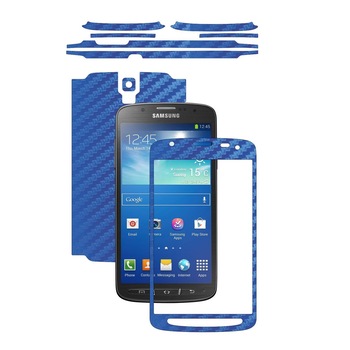 Folie de protectie Carbon Skinz, Husa de tip Skin Adeziv pentru Carcasa, Carbon Albastru dedicata Samsung Galaxy S4 Active
