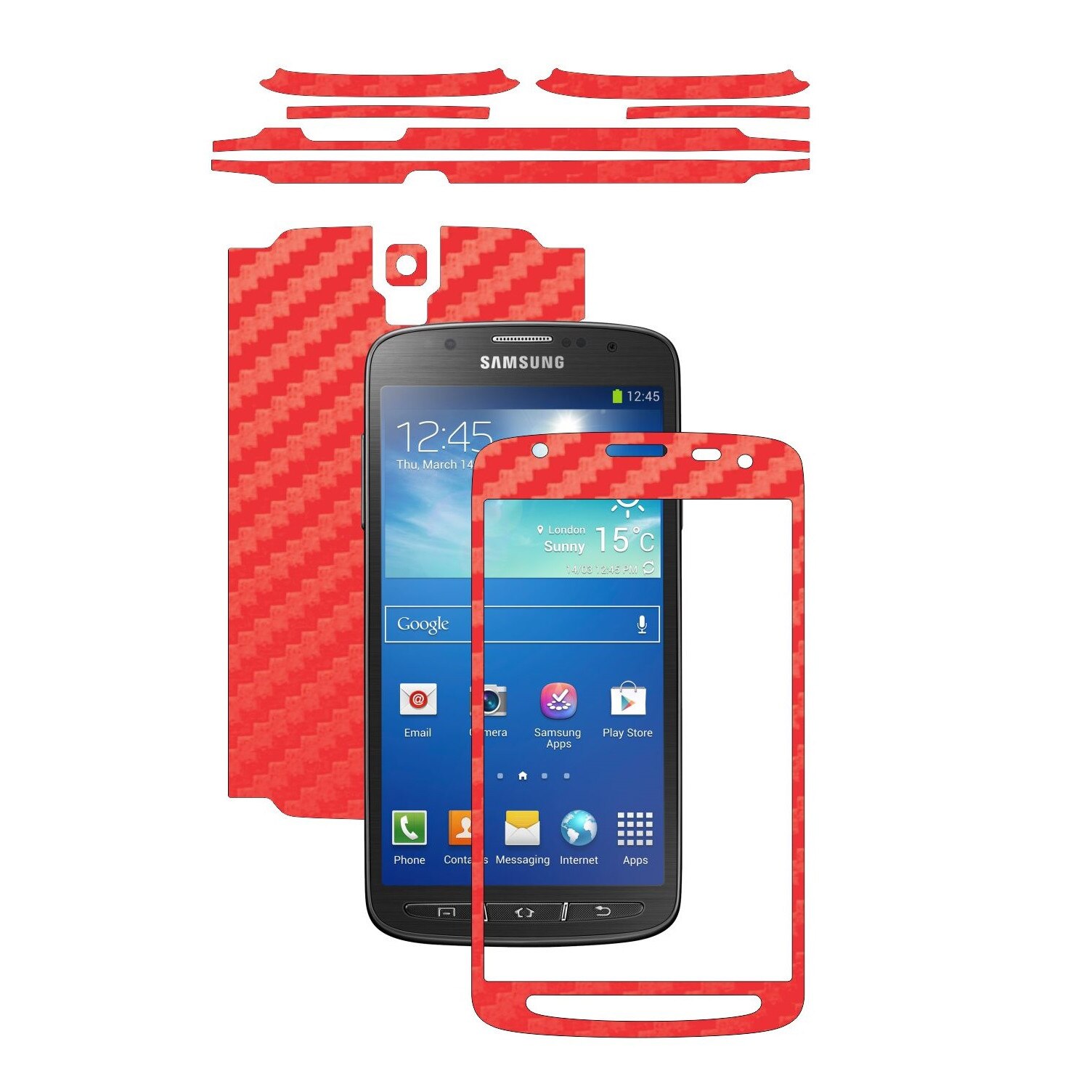 Folie de protectie Carbon Skinz, Husa de tip Skin Adeziv pentru Carcasa, Carbon Rosu dedicata Samsung Galaxy S4 Active