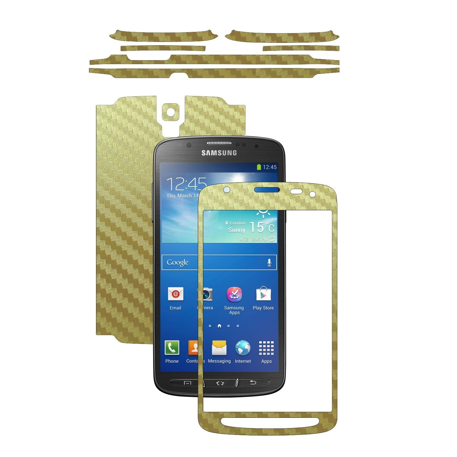 Folie de protectie Carbon Skinz, Husa de tip Skin Adeziv pentru Carcasa, Carbon Auriu dedicata Samsung Galaxy S4 Active