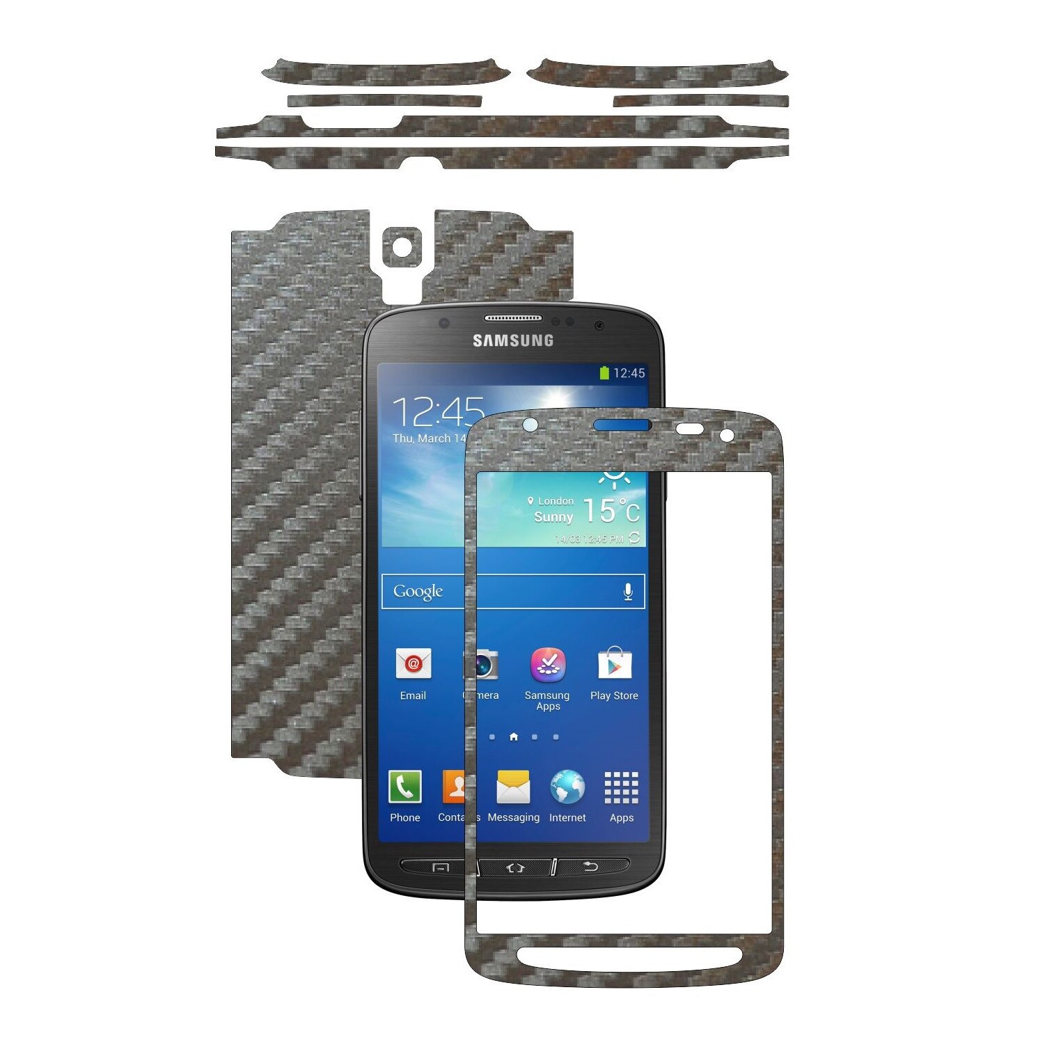 Folie de protectie Carbon Skinz, Husa de tip Skin Adeziv pentru Carcasa, Carbon Gri Argintiu dedicata Samsung Galaxy S4 Active