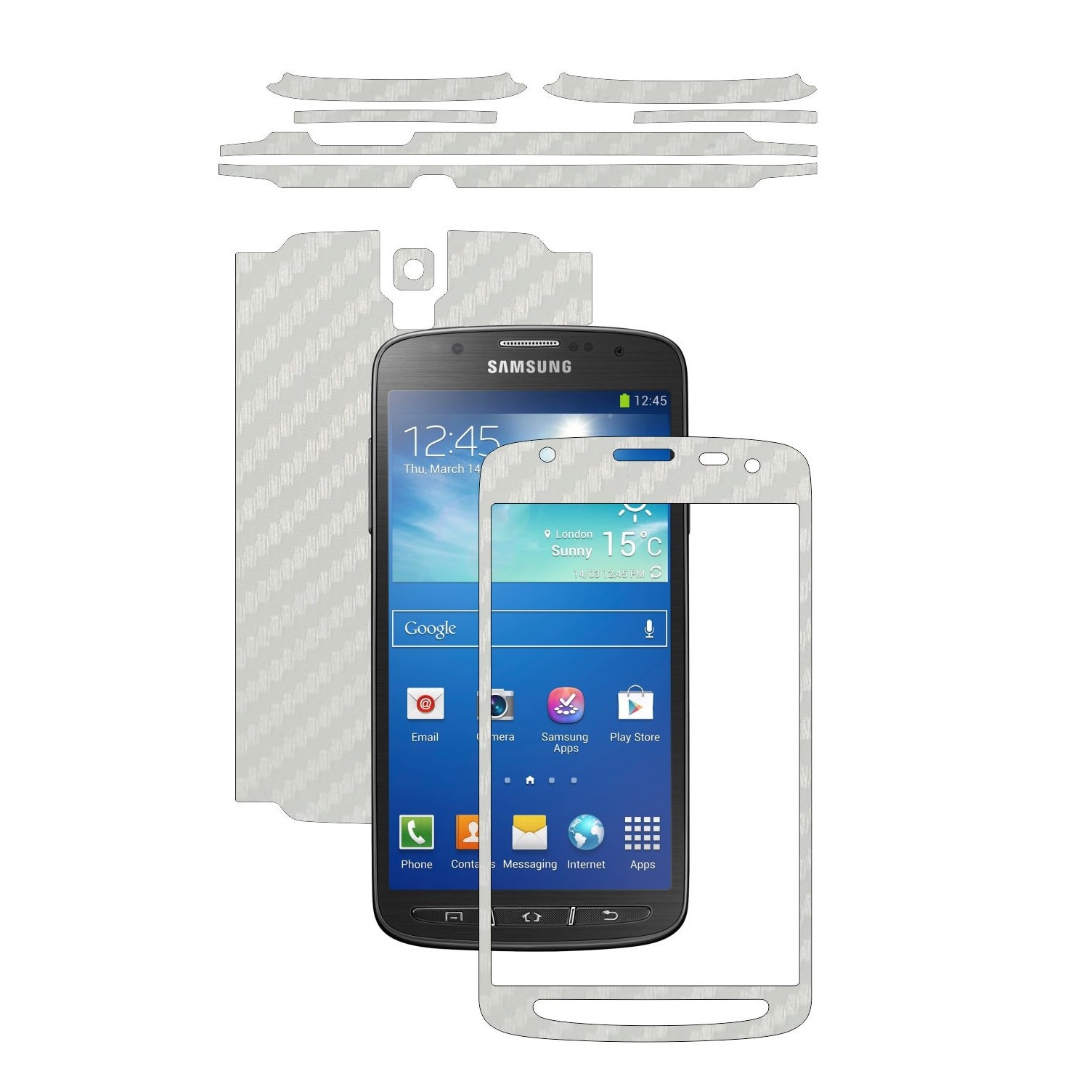 Folie de protectie Carbon Skinz, Husa de tip Skin Adeziv pentru Carcasa, Carbon Alb dedicata Samsung Galaxy S4 Active