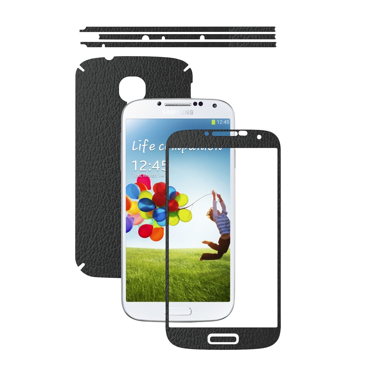 Folie de protectie Carbon Skinz, Husa de tip Skin Adeziv pentru Carcasa, Piele Neagra dedicata Samsung Galaxy S4