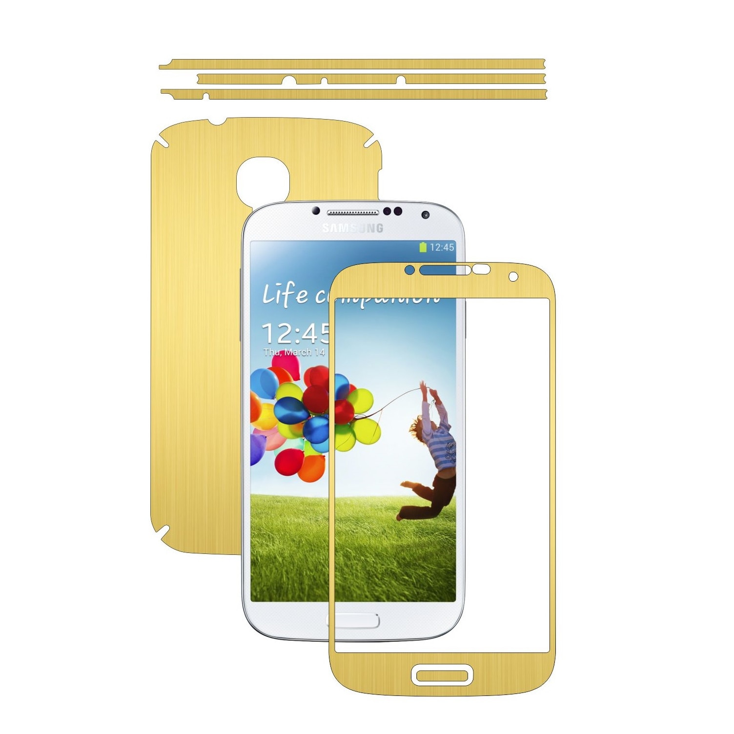 Folie de protectie Carbon Skinz, Husa de tip Skin Adeziv pentru Carcasa, Brushed Auriu dedicata Samsung Galaxy S4