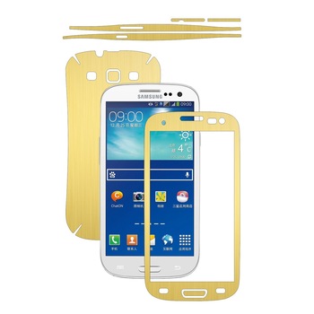 Folie de protectie Carbon Skinz, Husa de tip Skin Adeziv pentru Carcasa, Brushed Auriu dedicata Samsung Galaxy S3, S3 Neo