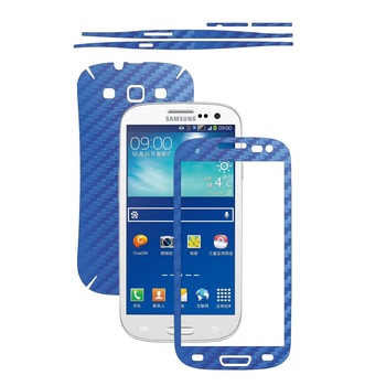 Folie de protectie Carbon Skinz, Husa de tip Skin Adeziv pentru Carcasa, Carbon Albastru dedicata Samsung Galaxy S3, S3 Neo