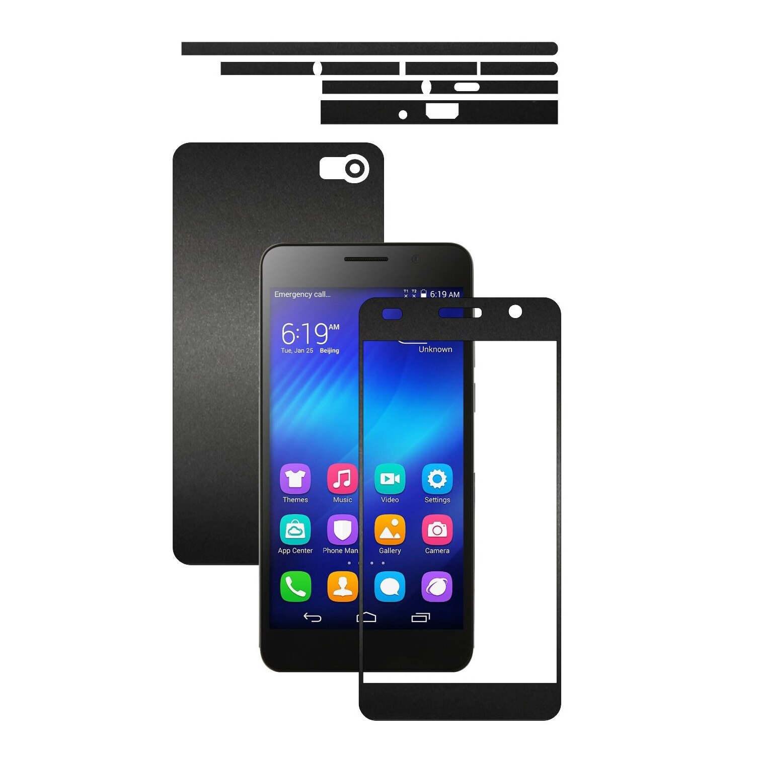 Folie de protectie Carbon Skinz, Husa de tip Skin Adeziv pentru Carcasa, Negru Mat dedicata Huawei Honor 6 Glory 6